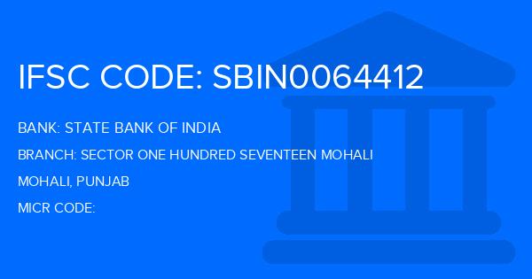 State Bank Of India (SBI) Sector One Hundred Seventeen Mohali Branch IFSC Code