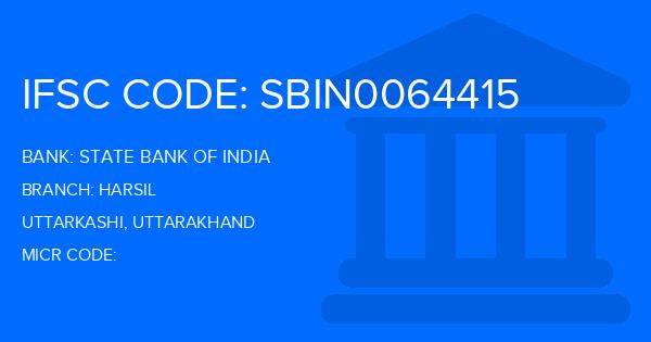 State Bank Of India (SBI) Harsil Branch IFSC Code