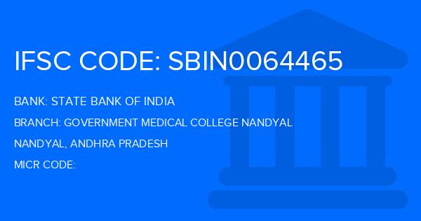 State Bank Of India (SBI) Government Medical College Nandyal Branch IFSC Code