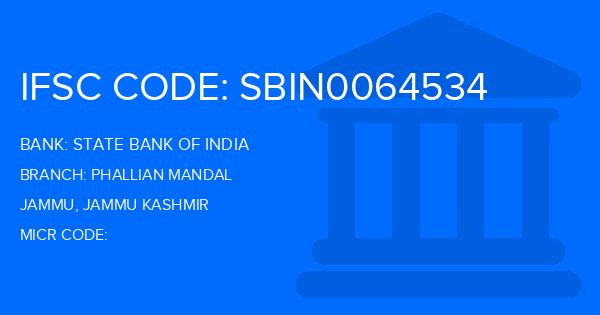 State Bank Of India (SBI) Phallian Mandal Branch IFSC Code