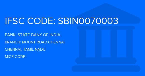 State Bank Of India (SBI) Mount Road Chennai Branch IFSC Code