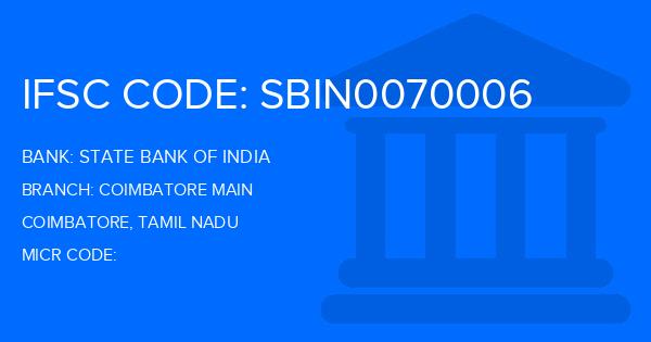 State Bank Of India (SBI) Coimbatore Main Branch IFSC Code