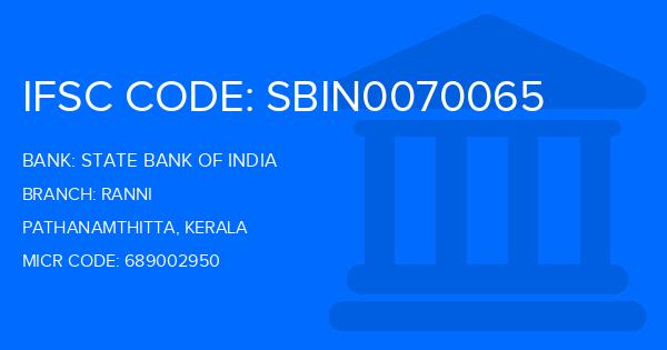 State Bank Of India (SBI) Ranni Branch IFSC Code