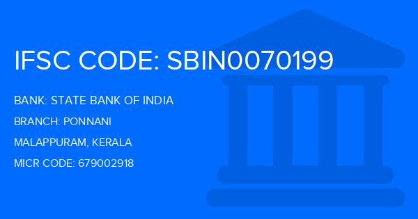 State Bank Of India (SBI) Ponnani Branch IFSC Code