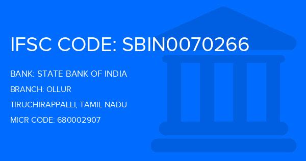 State Bank Of India (SBI) Ollur Branch IFSC Code