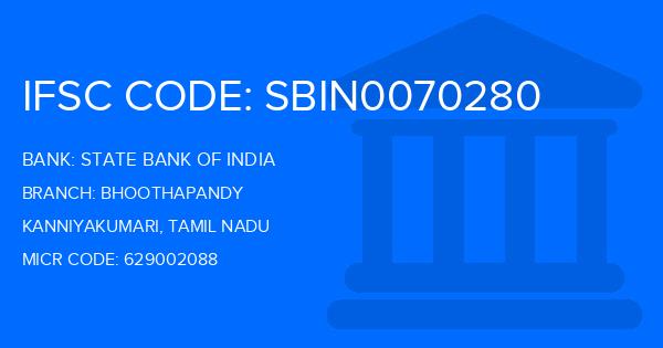 State Bank Of India (SBI) Bhoothapandy Branch IFSC Code