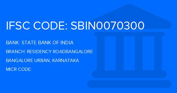 State Bank Of India (SBI) Residency Roadbangalore Branch IFSC Code