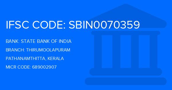 State Bank Of India (SBI) Thirumoolapuram Branch IFSC Code