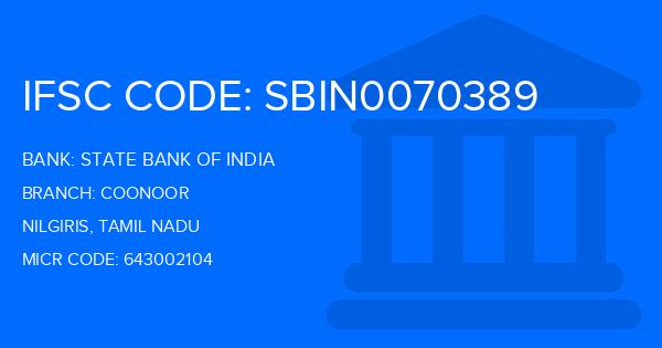 State Bank Of India (SBI) Coonoor Branch IFSC Code
