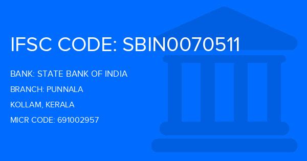 State Bank Of India (SBI) Punnala Branch IFSC Code
