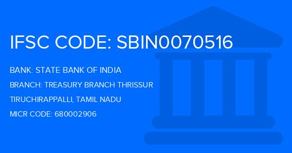 State Bank Of India (SBI) Treasury Branch Thrissur Branch IFSC Code