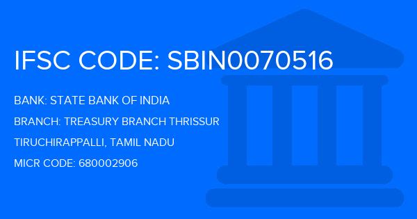 State Bank Of India (SBI) Treasury Branch Thrissur Branch IFSC Code