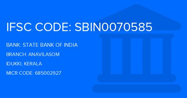 State Bank Of India (SBI) Anavilasom Branch IFSC Code