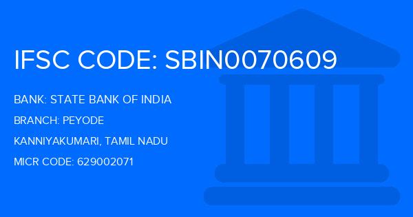 State Bank Of India (SBI) Peyode Branch IFSC Code