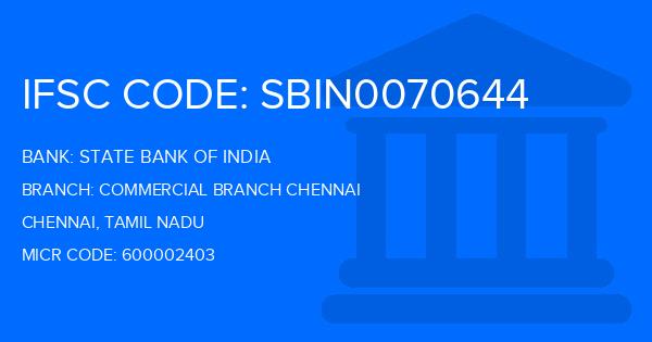 State Bank Of India (SBI) Commercial Branch Chennai Branch IFSC Code