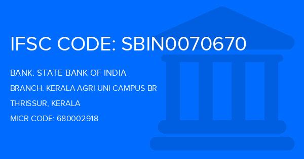 State Bank Of India (SBI) Kerala Agri Uni Campus Br Branch IFSC Code