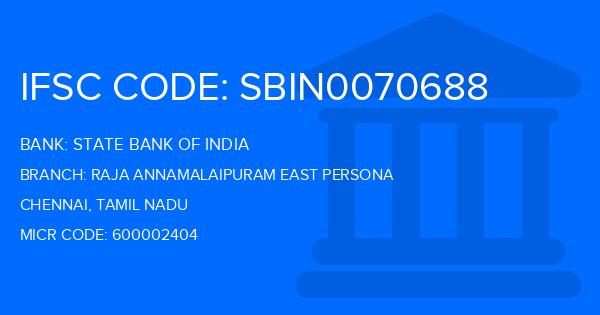 State Bank Of India (SBI) Raja Annamalaipuram East Persona Branch IFSC Code