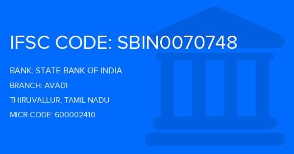 State Bank Of India (SBI) Avadi Branch IFSC Code