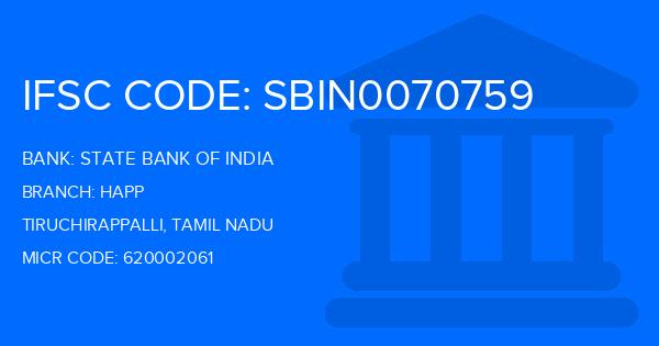 State Bank Of India (SBI) Happ Branch IFSC Code