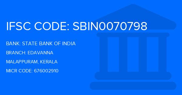 State Bank Of India (SBI) Edavanna Branch IFSC Code