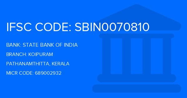 State Bank Of India (SBI) Koipuram Branch IFSC Code