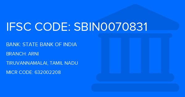 State Bank Of India (SBI) Arni Branch IFSC Code