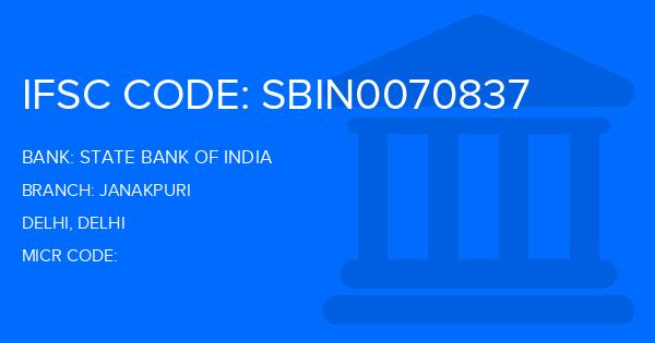 State Bank Of India (SBI) Janakpuri Branch IFSC Code