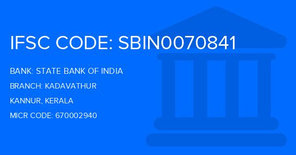 State Bank Of India (SBI) Kadavathur Branch IFSC Code