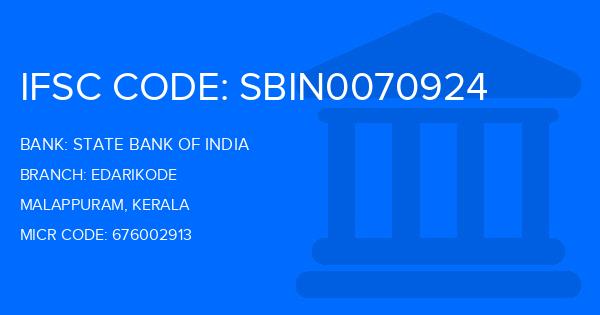 State Bank Of India (SBI) Edarikode Branch IFSC Code