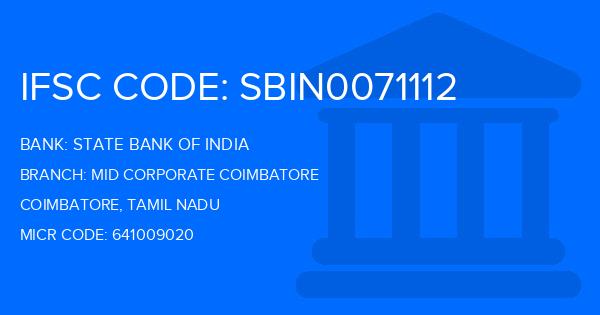 State Bank Of India (SBI) Mid Corporate Coimbatore Branch IFSC Code