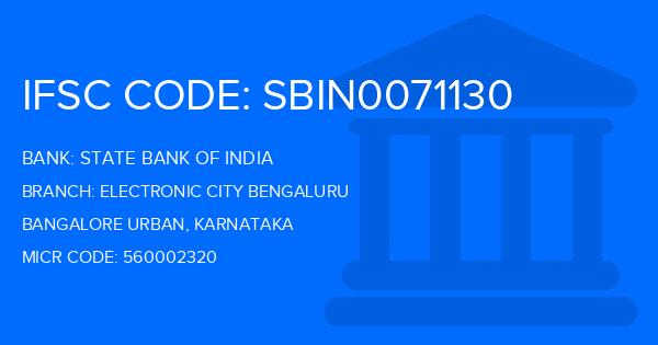 State Bank Of India (SBI) Electronic City Bengaluru Branch IFSC Code
