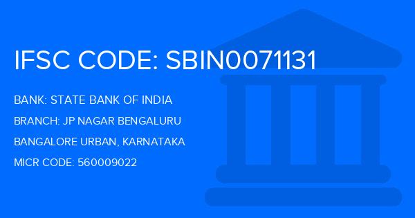 State Bank Of India (SBI) Jp Nagar Bengaluru Branch IFSC Code