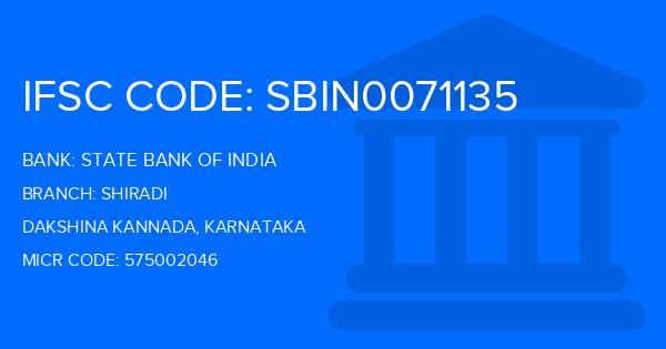 State Bank Of India (SBI) Shiradi Branch IFSC Code