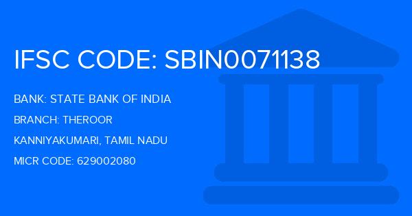 State Bank Of India (SBI) Theroor Branch IFSC Code