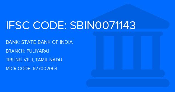 State Bank Of India (SBI) Puliyarai Branch IFSC Code