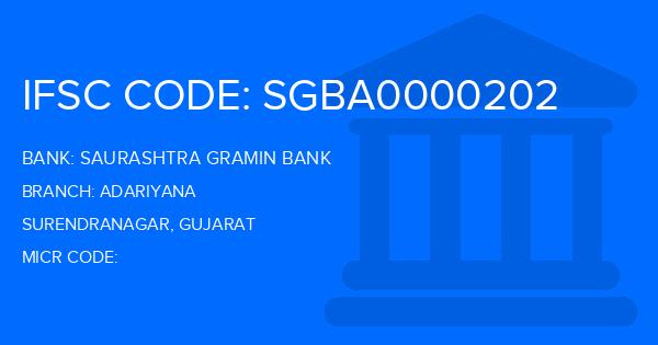 Saurashtra Gramin Bank Adariyana Branch IFSC Code