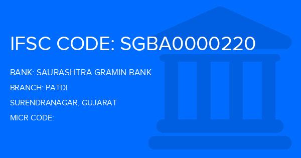 Saurashtra Gramin Bank Patdi Branch IFSC Code