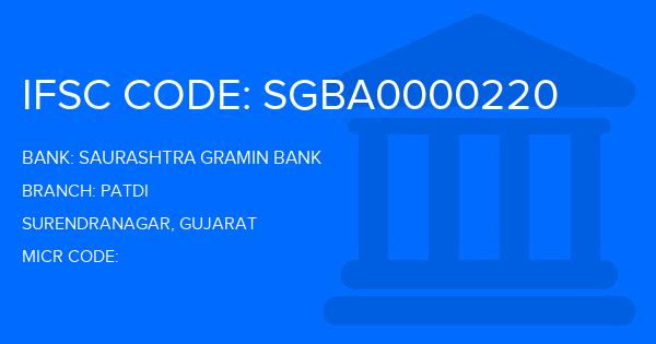 Saurashtra Gramin Bank Patdi Branch IFSC Code