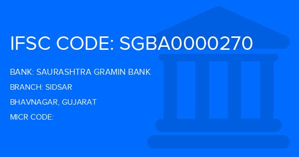 Saurashtra Gramin Bank Sidsar Branch IFSC Code