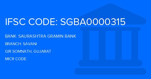 Saurashtra Gramin Bank Savani Branch IFSC Code