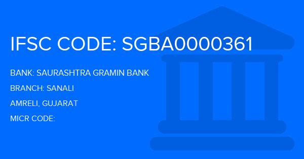 Saurashtra Gramin Bank Sanali Branch IFSC Code