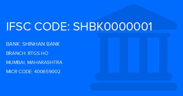Shinhan Bank Rtgs Ho Branch IFSC Code