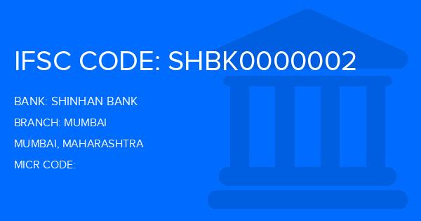 Shinhan Bank Mumbai Branch IFSC Code