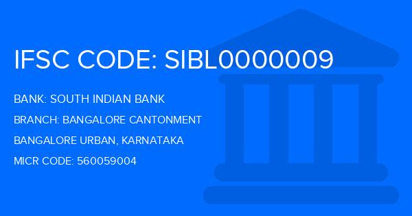 South Indian Bank (SIB) Bangalore Cantonment Branch IFSC Code