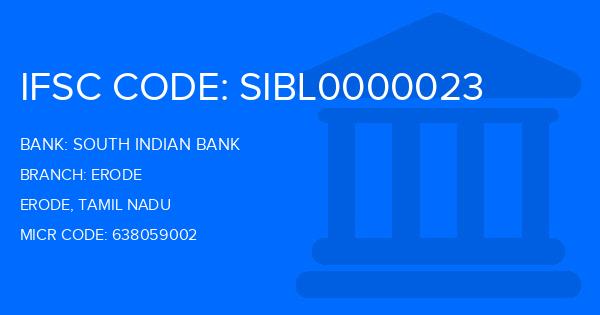 South Indian Bank (SIB) Erode Branch IFSC Code