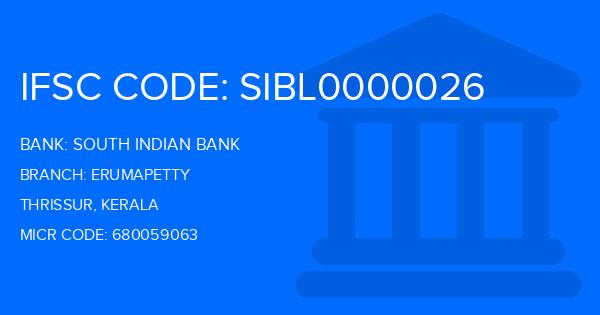 South Indian Bank (SIB) Erumapetty Branch IFSC Code