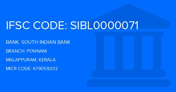South Indian Bank (SIB) Ponnani Branch IFSC Code