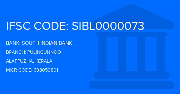 South Indian Bank (SIB) Pulincunnoo Branch IFSC Code