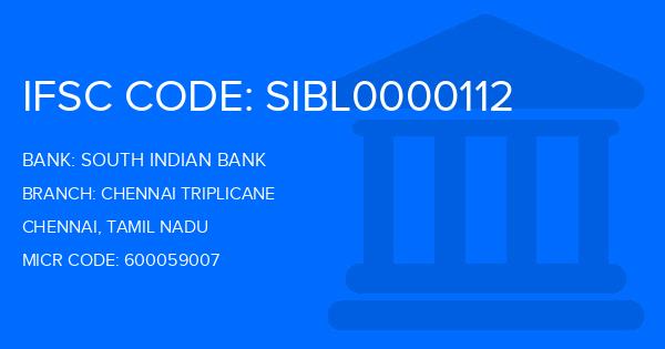 South Indian Bank (SIB) Chennai Triplicane Branch IFSC Code