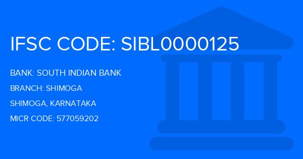 South Indian Bank (SIB) Shimoga Branch IFSC Code
